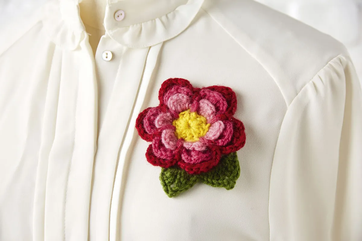PIN, brooch jacket, flower, crochet, handmade
