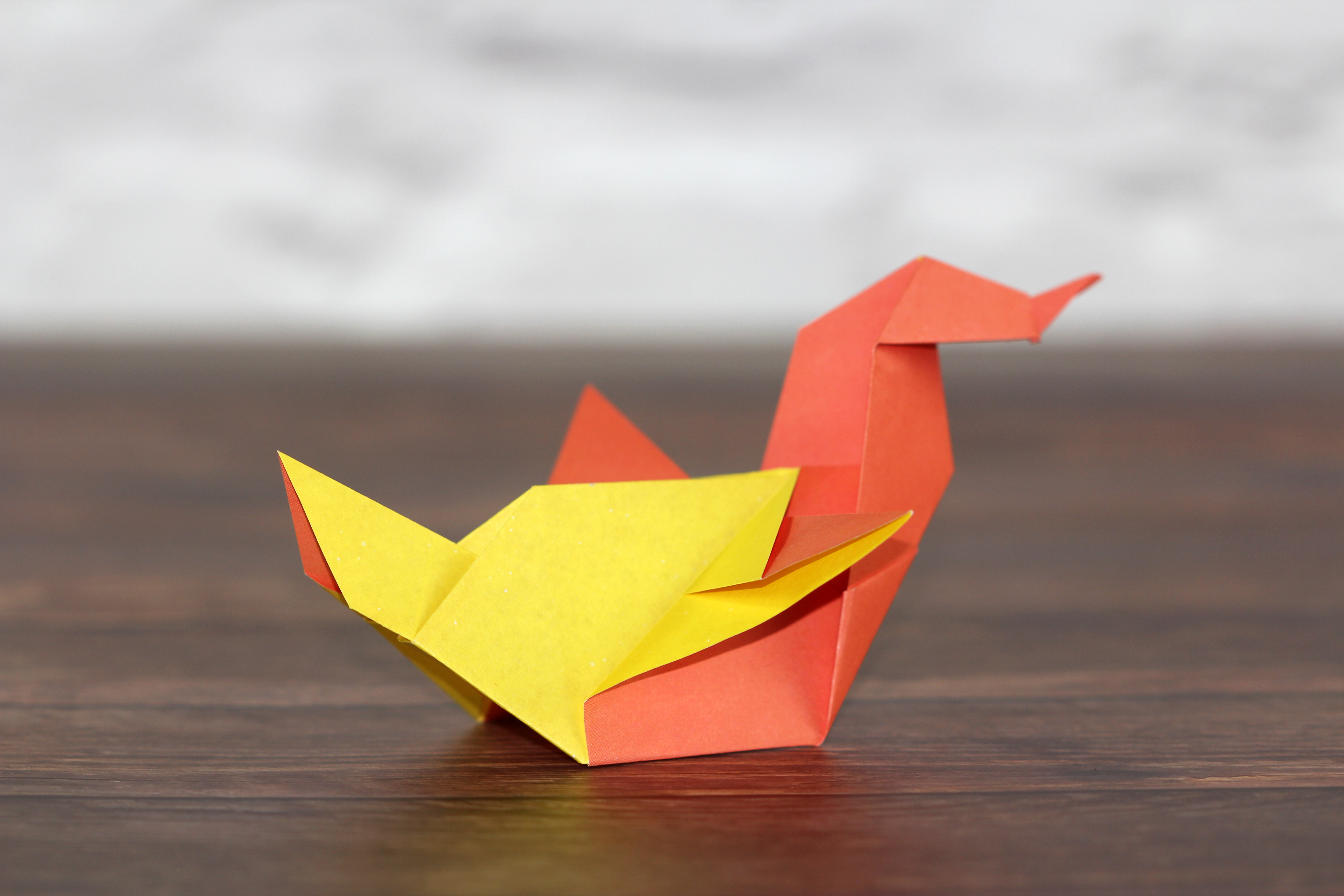 How to make an origami duck - completed origami duck, image 1