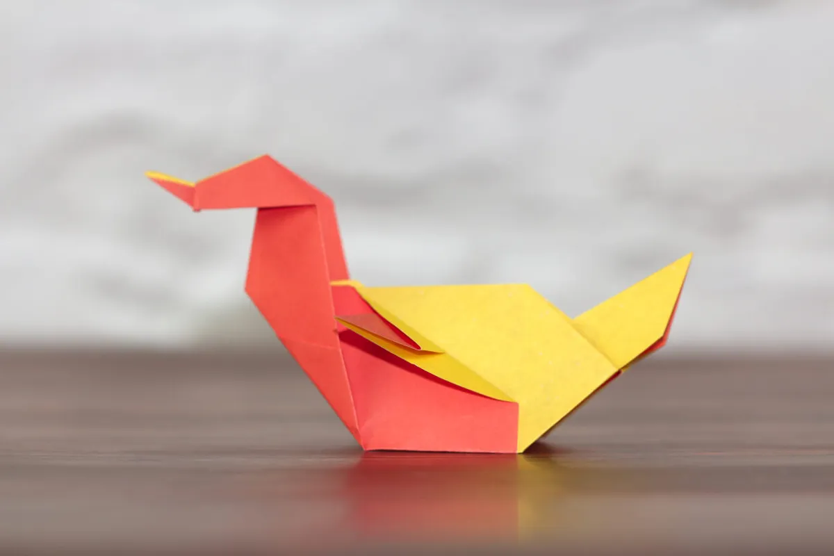 How to make an origami duck - completed origami duck, image 3