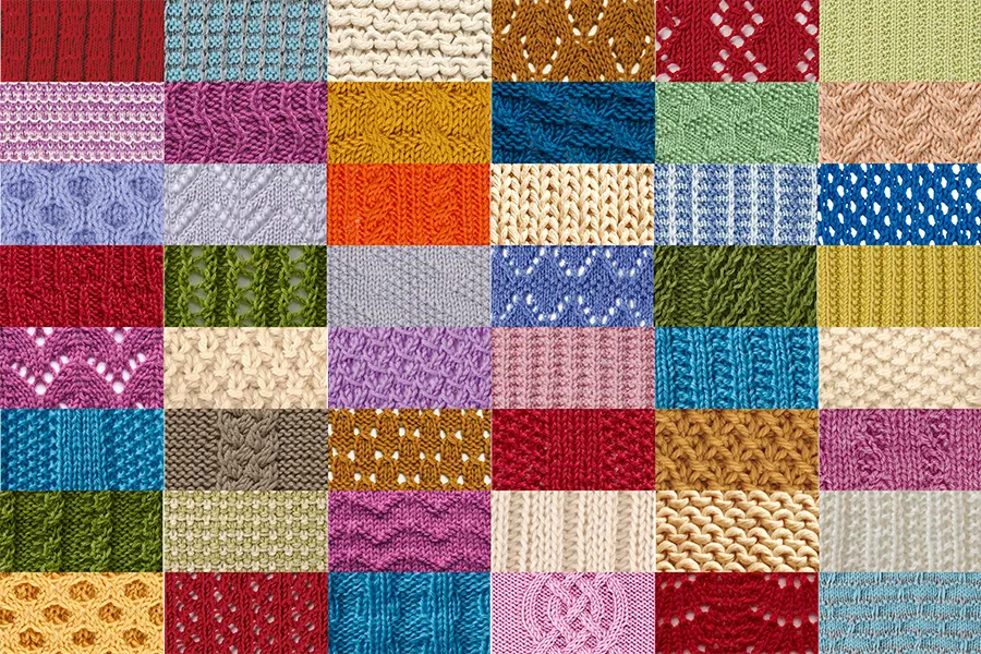 Knit and Purl Stitch Patterns  Knit stitch patterns, Knitting patterns,  Knitting tutorial