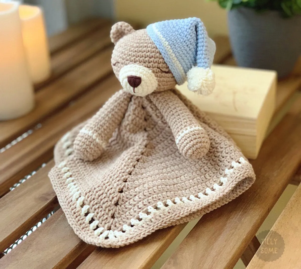 bear baby comforter blanket crochet pattern