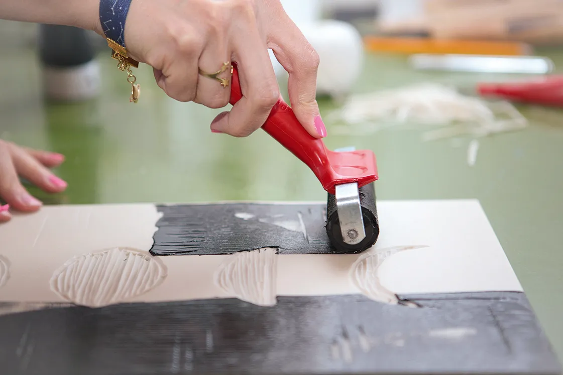 diy lino printing phases of the moon step 5