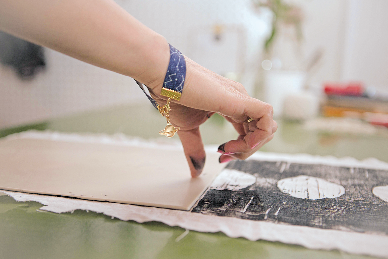 diy lino printing phases of the moon step10a