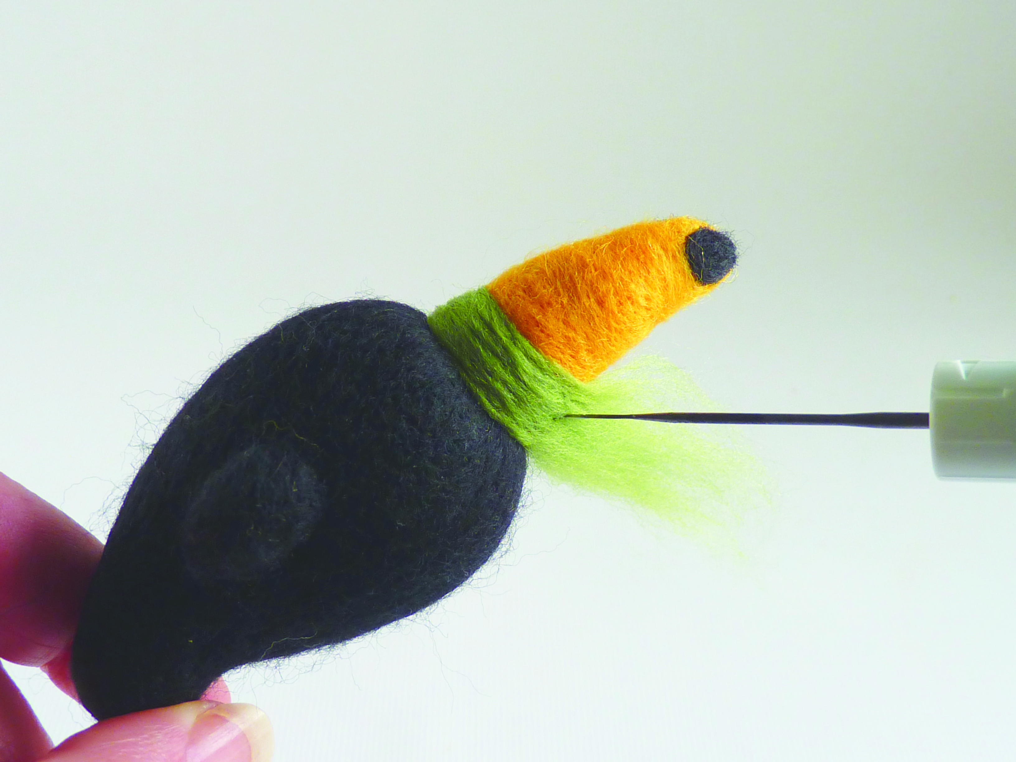 Beginner's Guide to needle felting, Macaw and Toucan, step 6