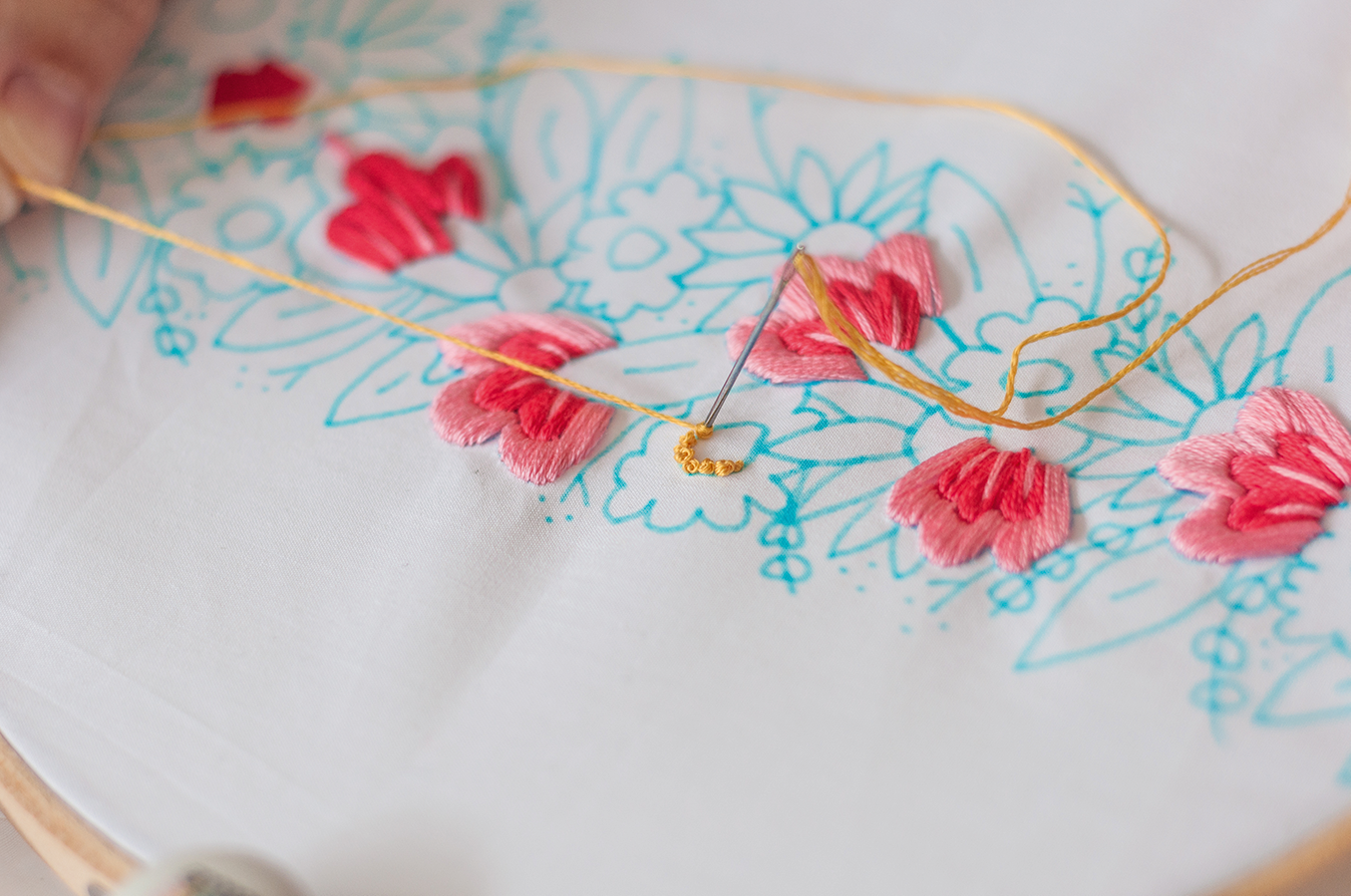 DIY embroidered pillow case step 4