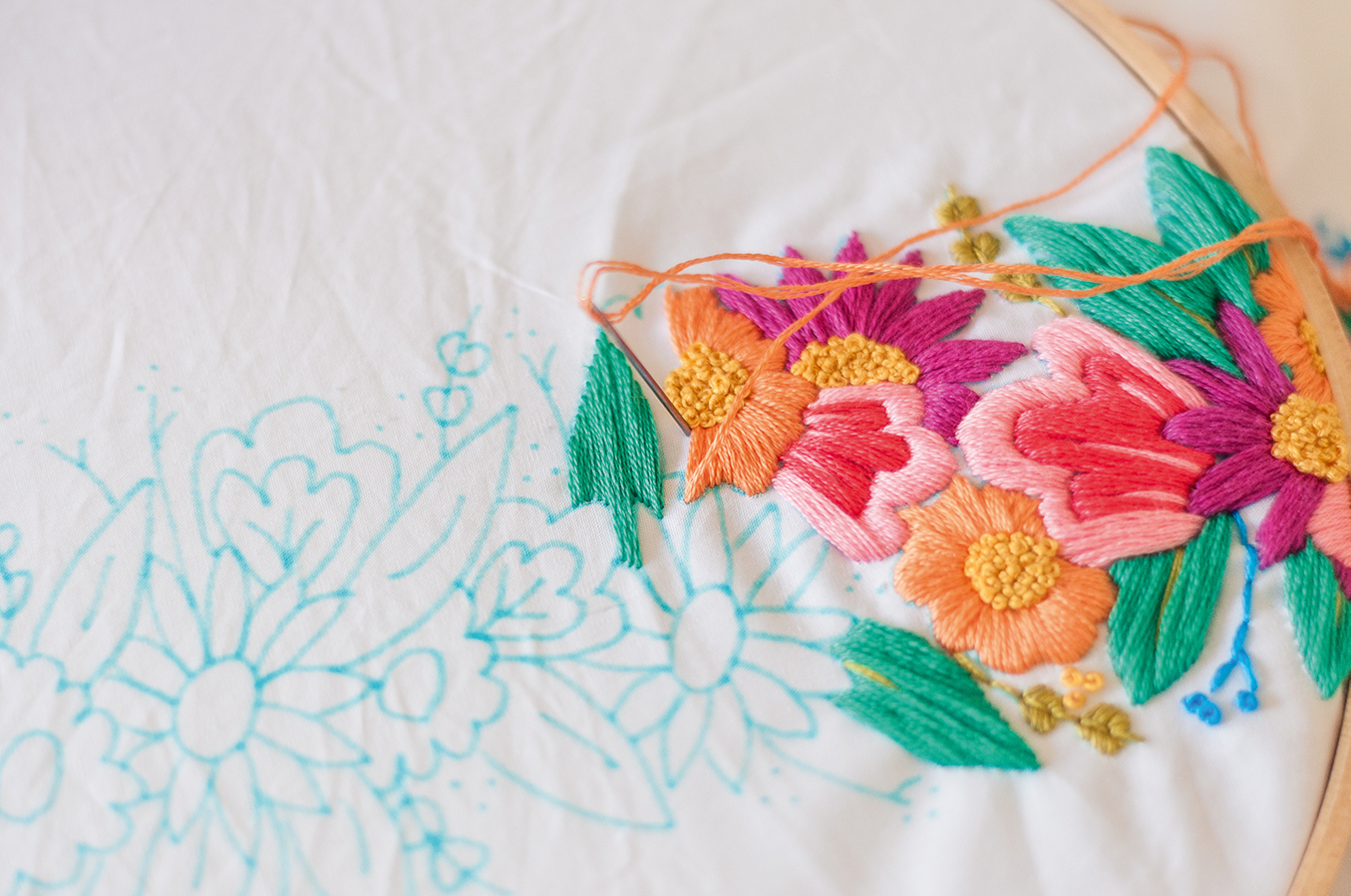 DIY embroidered pillow case step 5