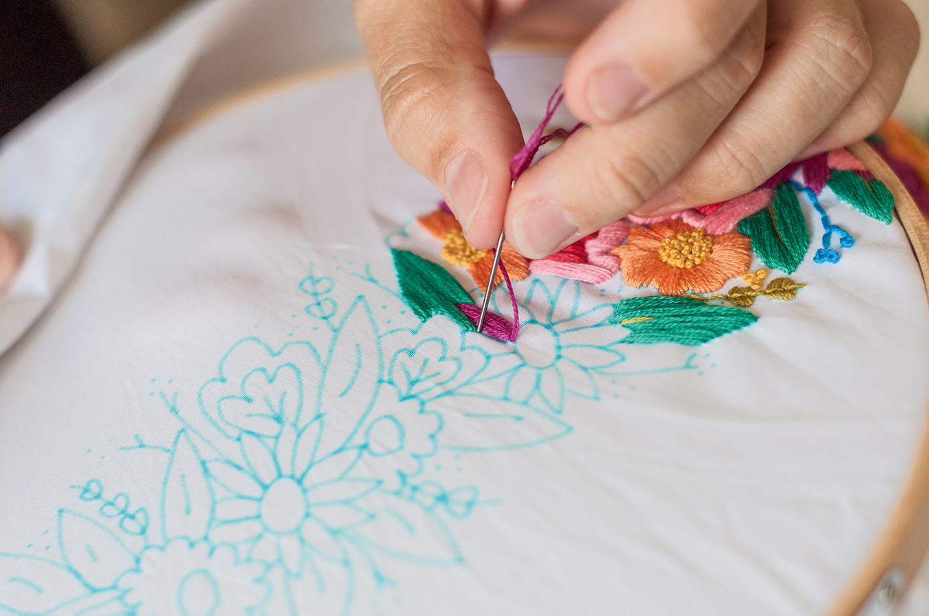 DIY embroidered pillow case step 6
