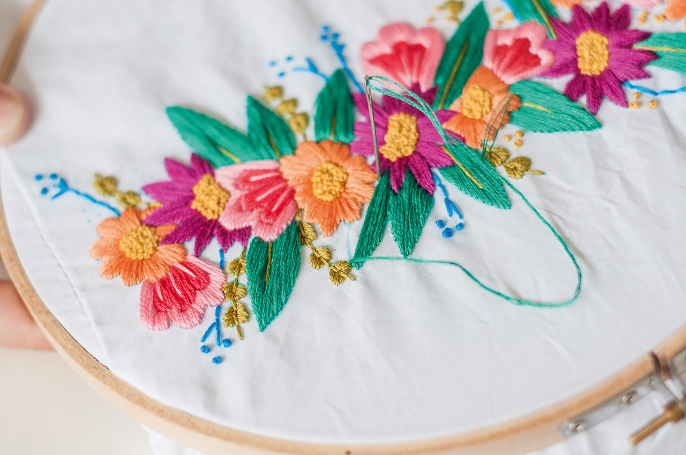 DIY embroidered pillow case - Gathered