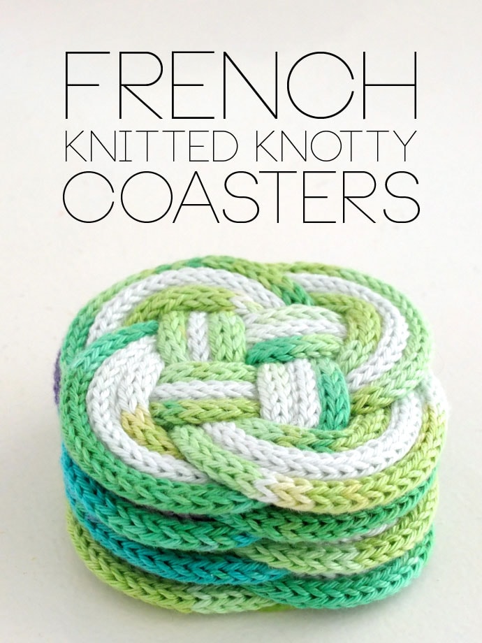 French knitting knot coasters