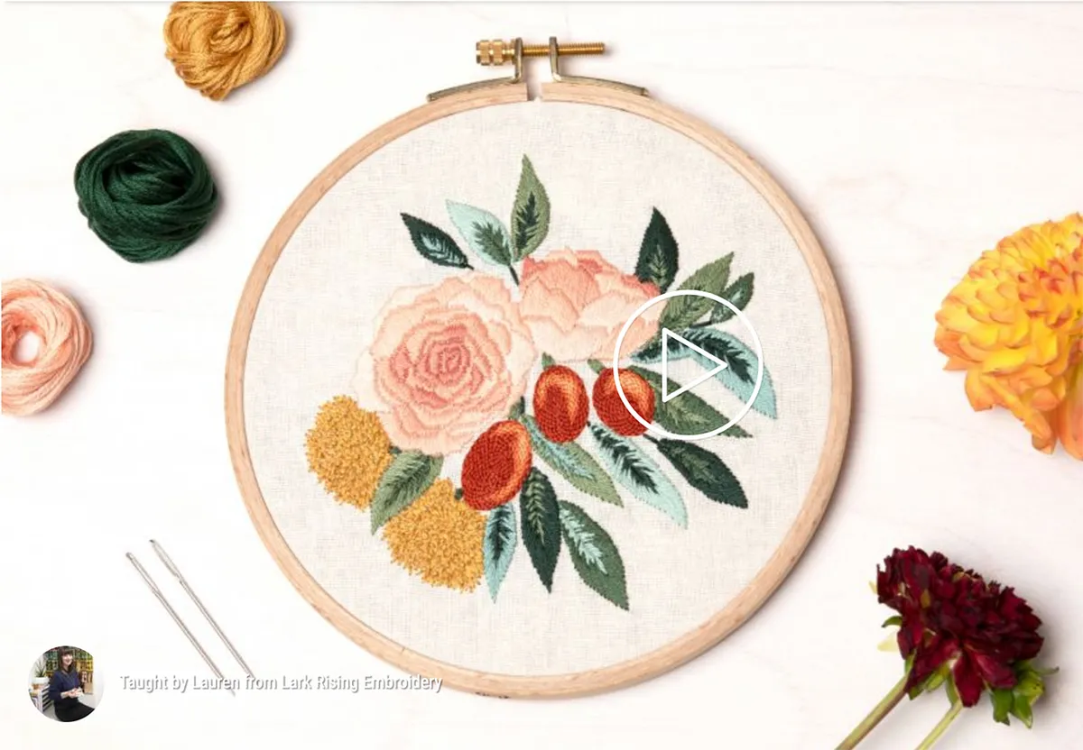 Online sewing class embroidered florals