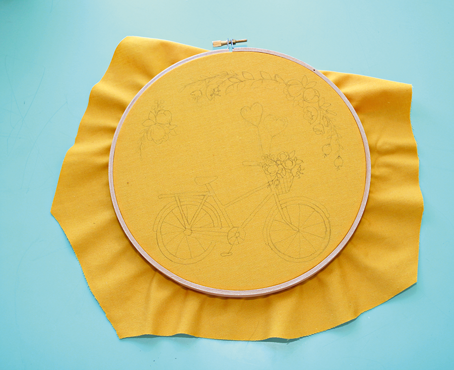 bicycle embroidery pattern step 2