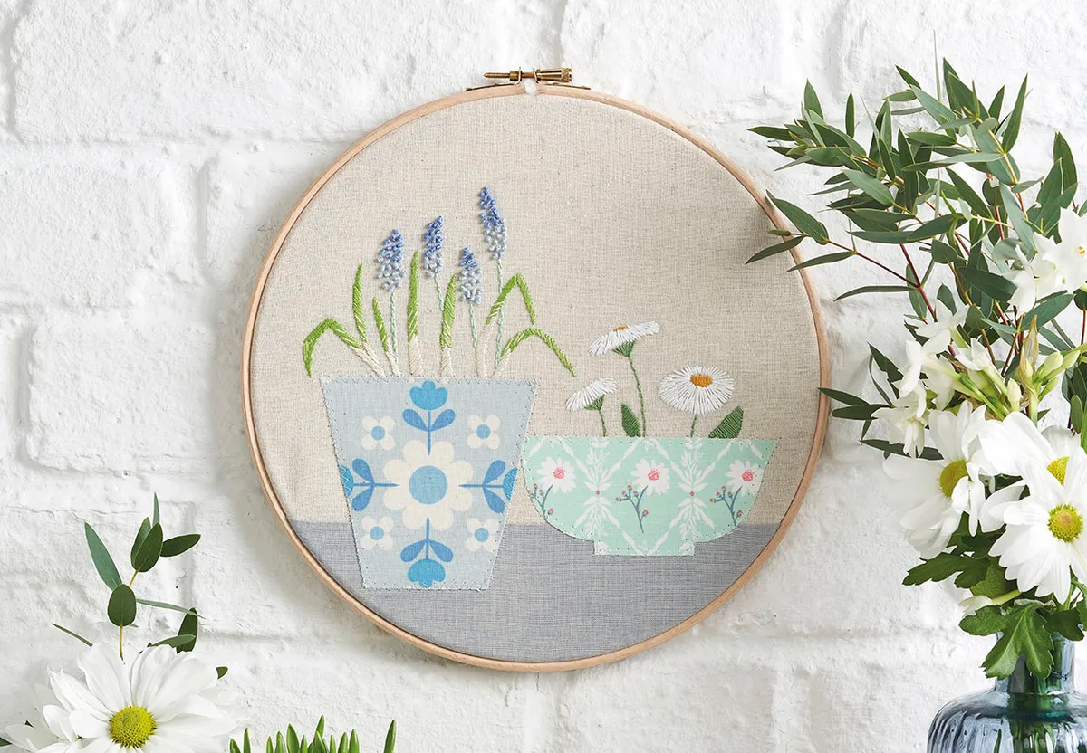 Floral embroidery hoop