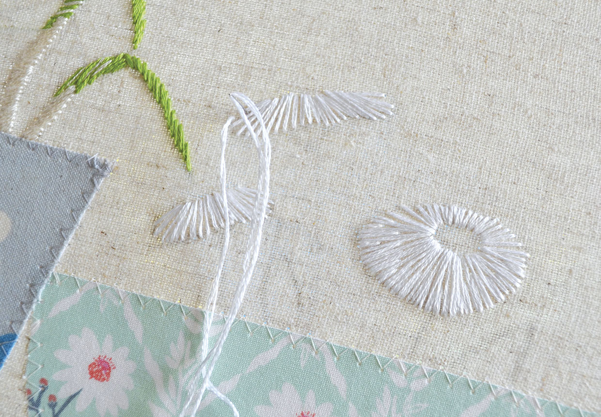 Floral embroidery hoop step five