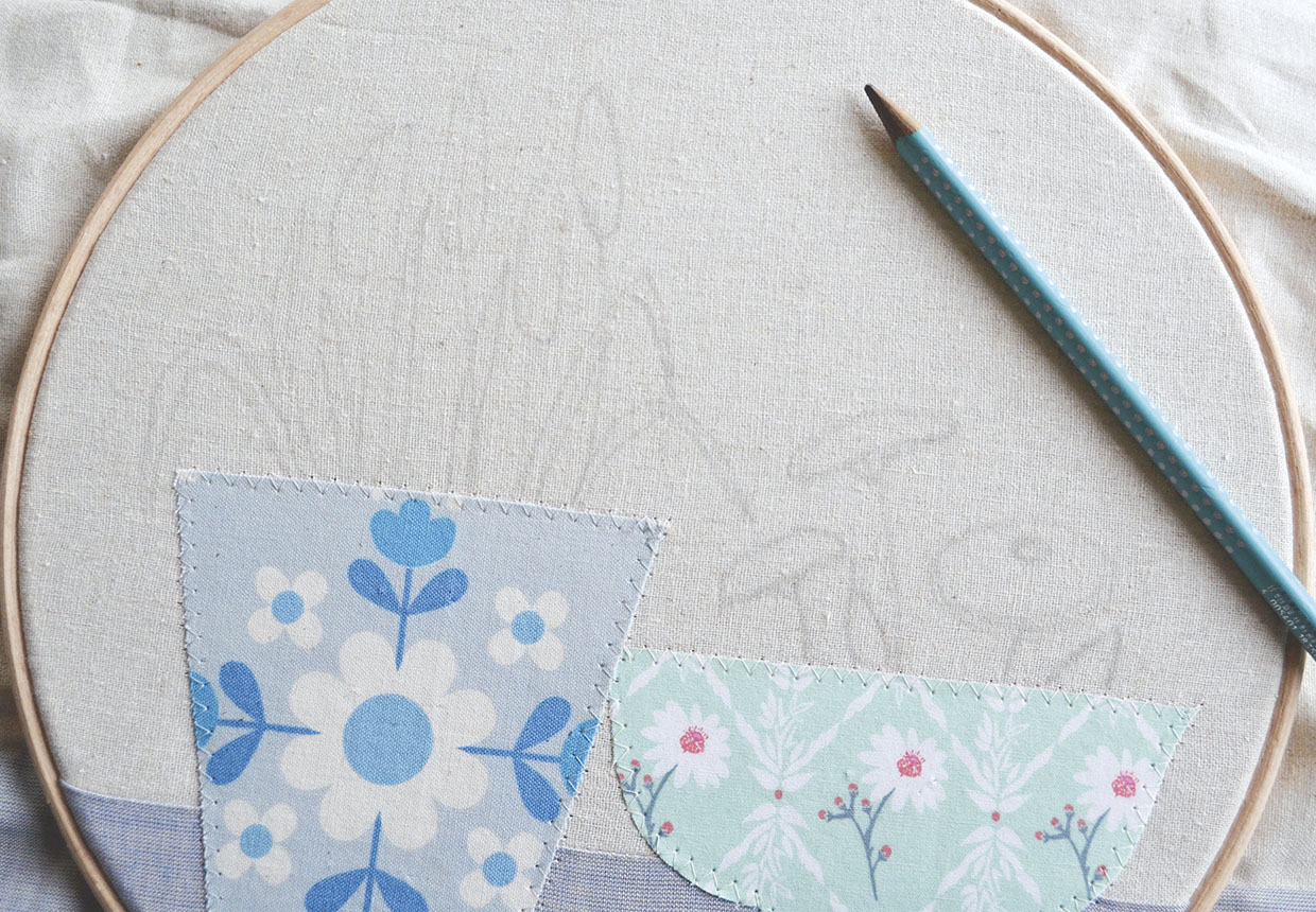 Floral embroidery hoop step three