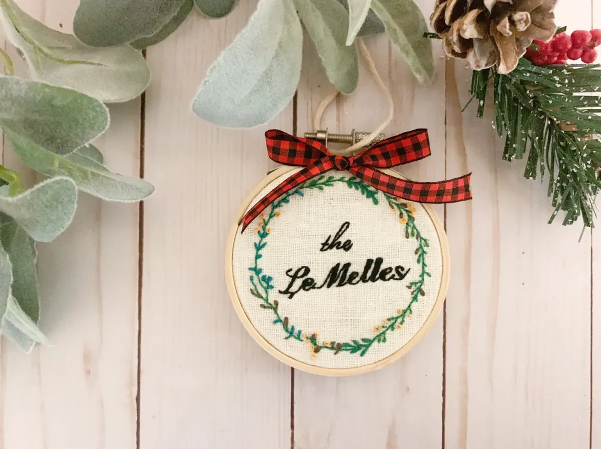 Personalised Christmas hand embroidery kit