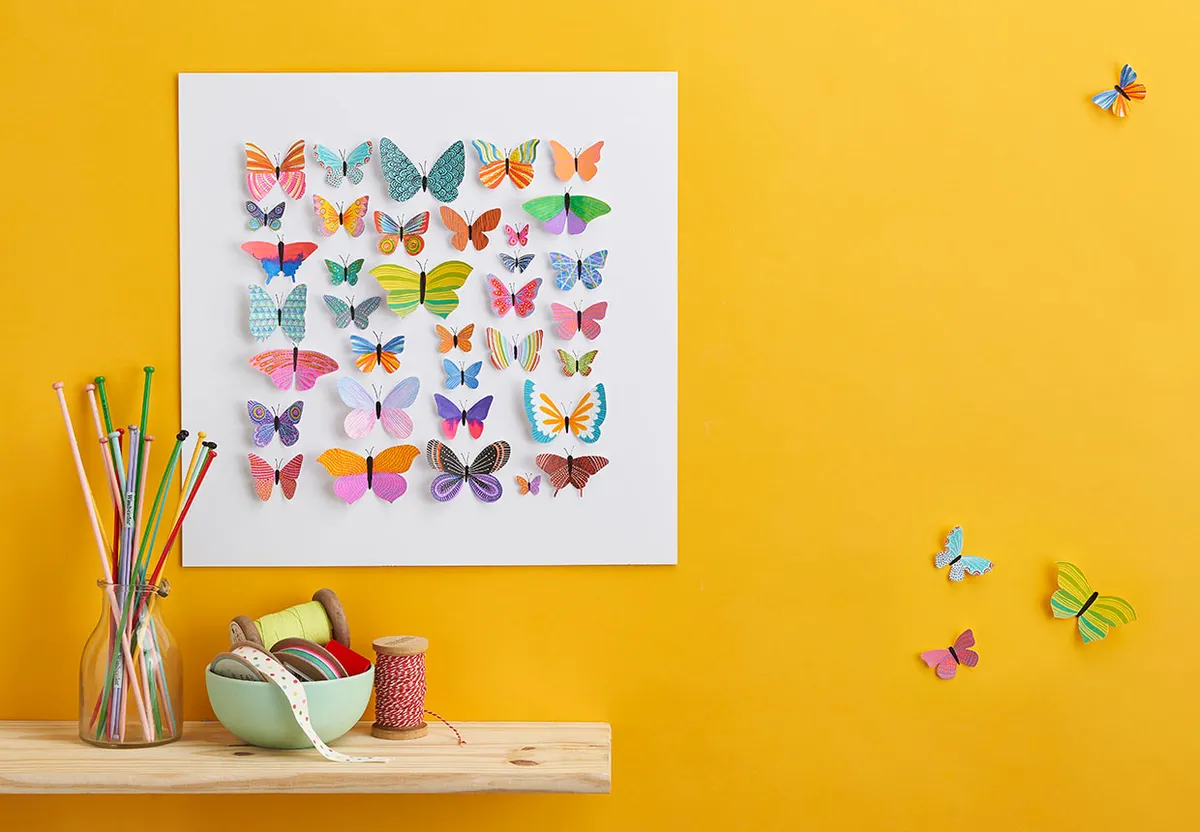Butterfly art made using gouache
