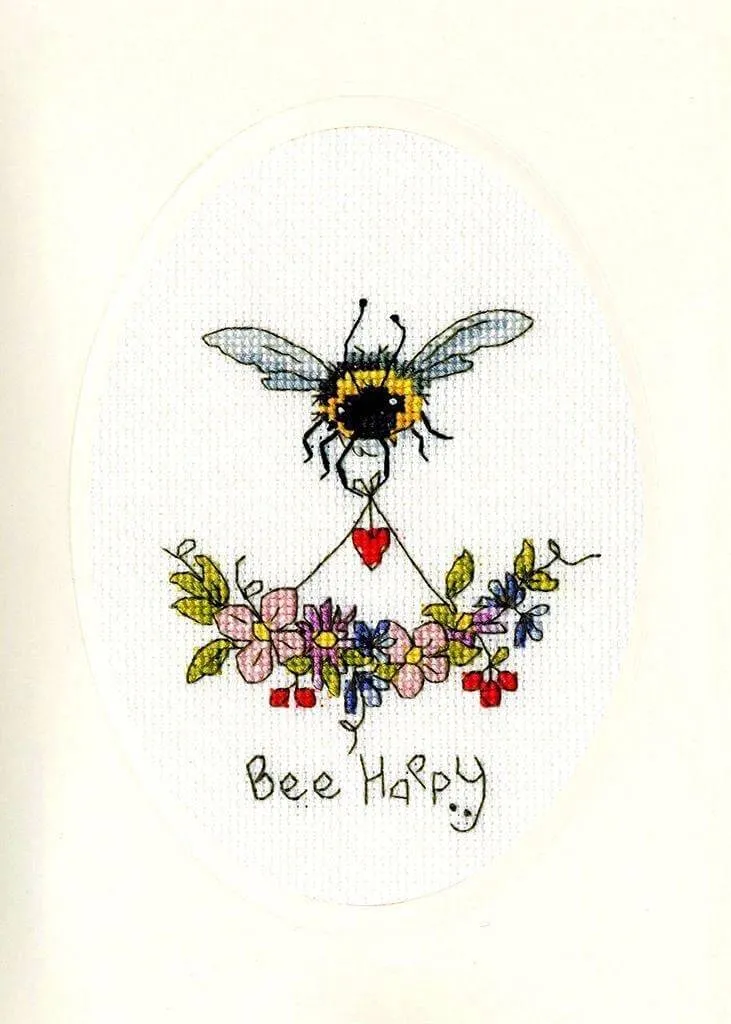 spring cross stitch with a bee design