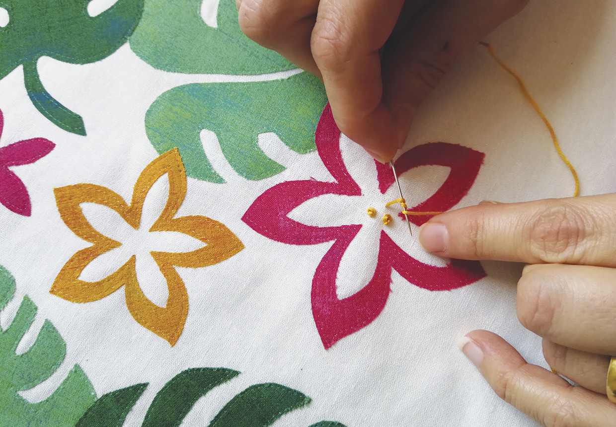 Add French Knots to your applique flowers