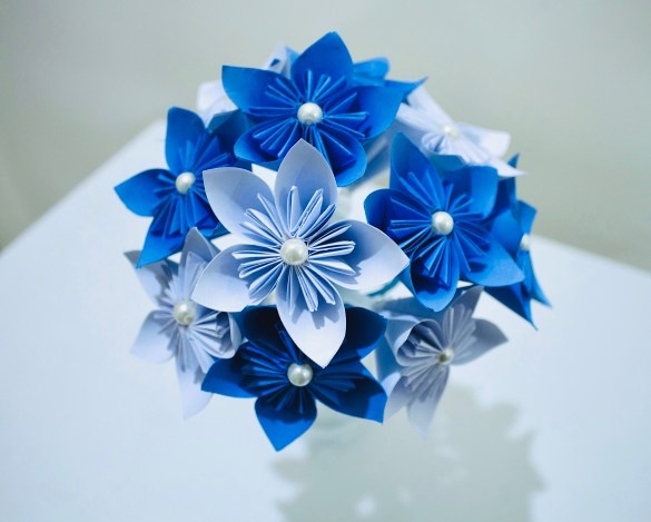 Blue paper flower bouquet by Miss MV
