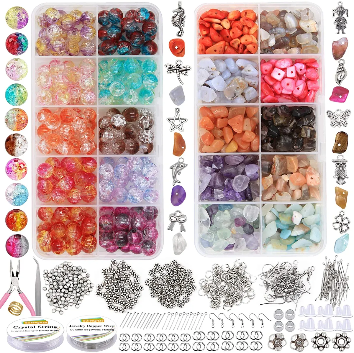 Charm Bracelet Kit, Do It Yourself Jewelry Making Kit, Over 50 Charms,  Findings, Digital Instructions, Choose Full Kit or Charms Only, 100 