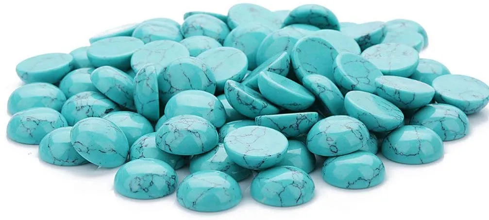 Heallily natural turquoise round cabochon stones with flat backs for jewellery making, Amazon
