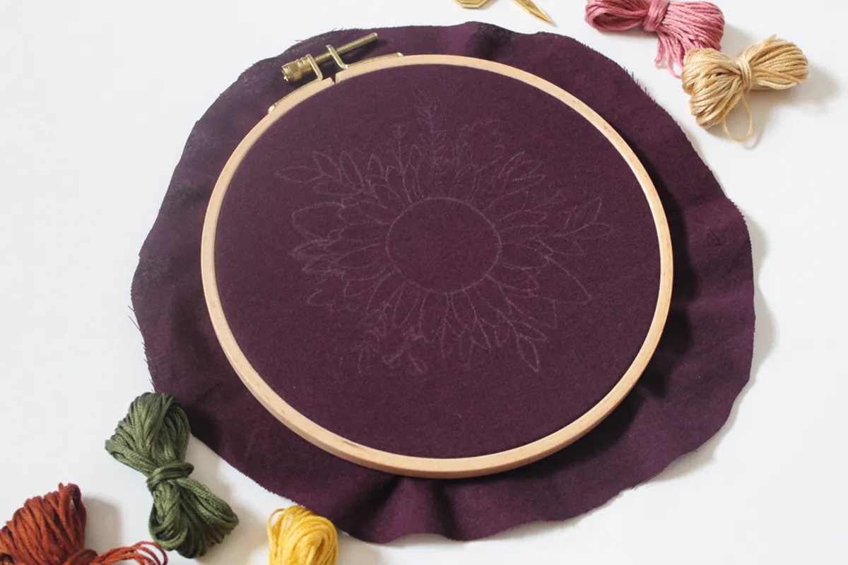 Sunflower embroidery step1
