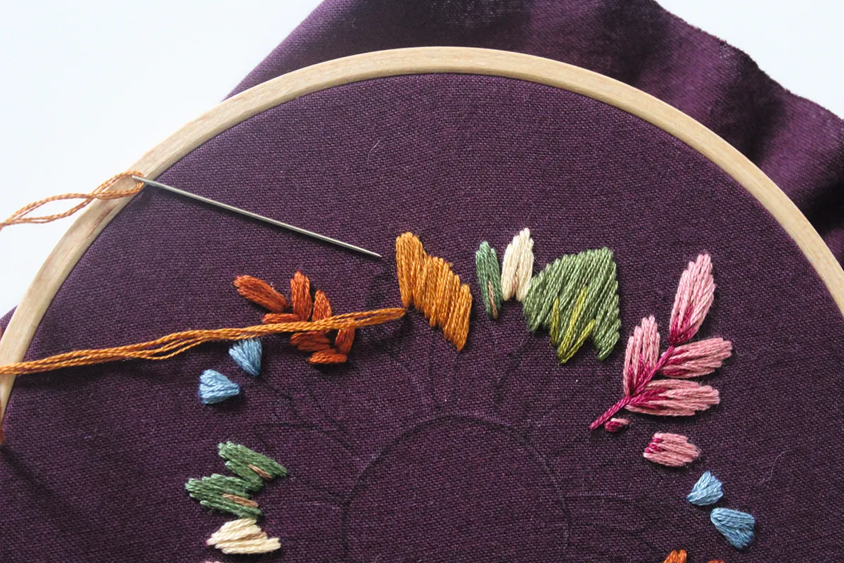 Sunflower embroidery step2