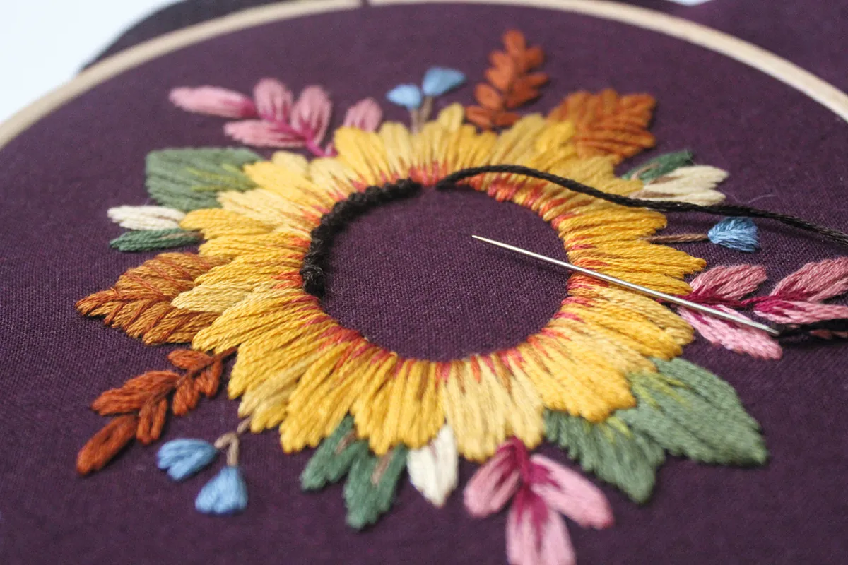 Sunflower embroidery step5