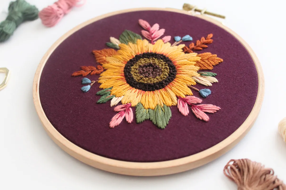 Sunflower embroidery step6