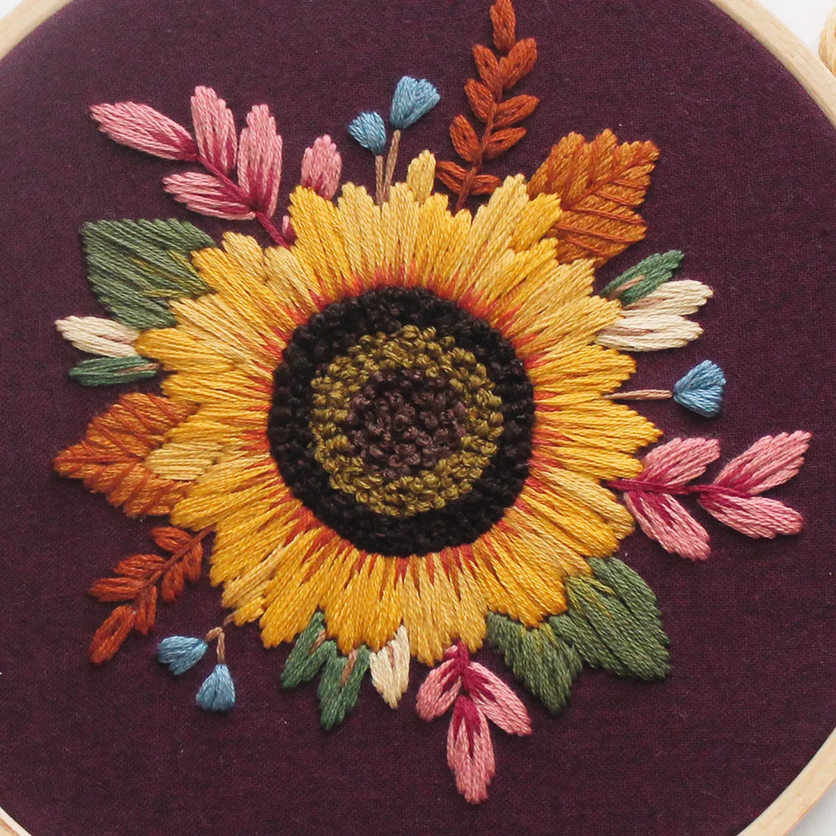 sunflower embroidery pattern close