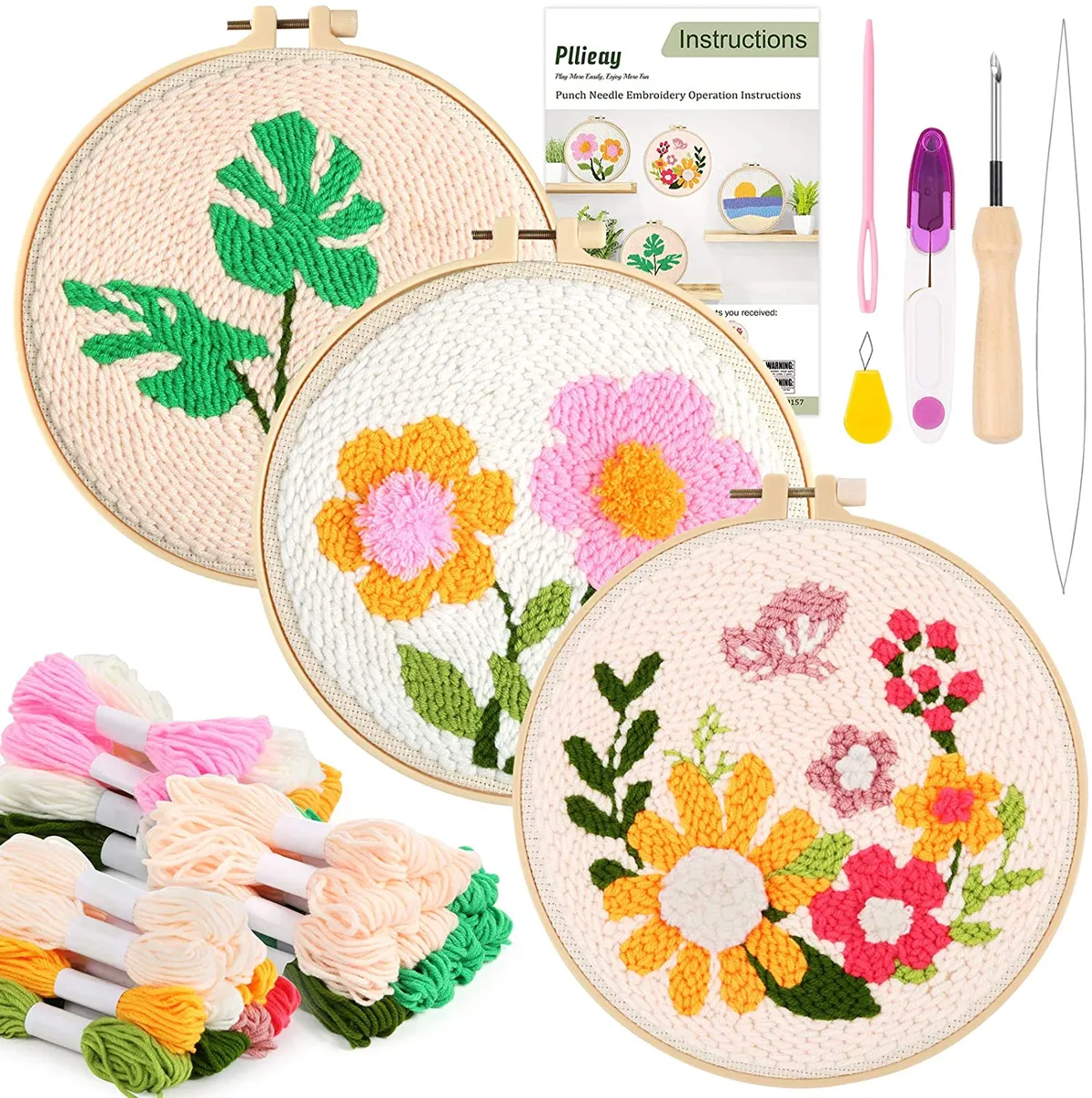 All Included DIY Punch Needle Kit for Beginners Flower DIY 