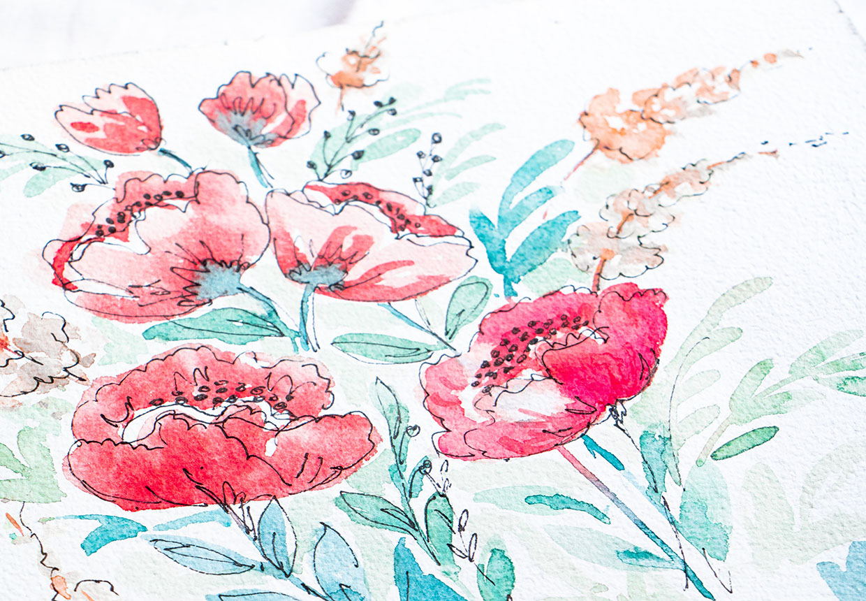 4 simple and elegant watercolor postcards - tutorial for beginners 