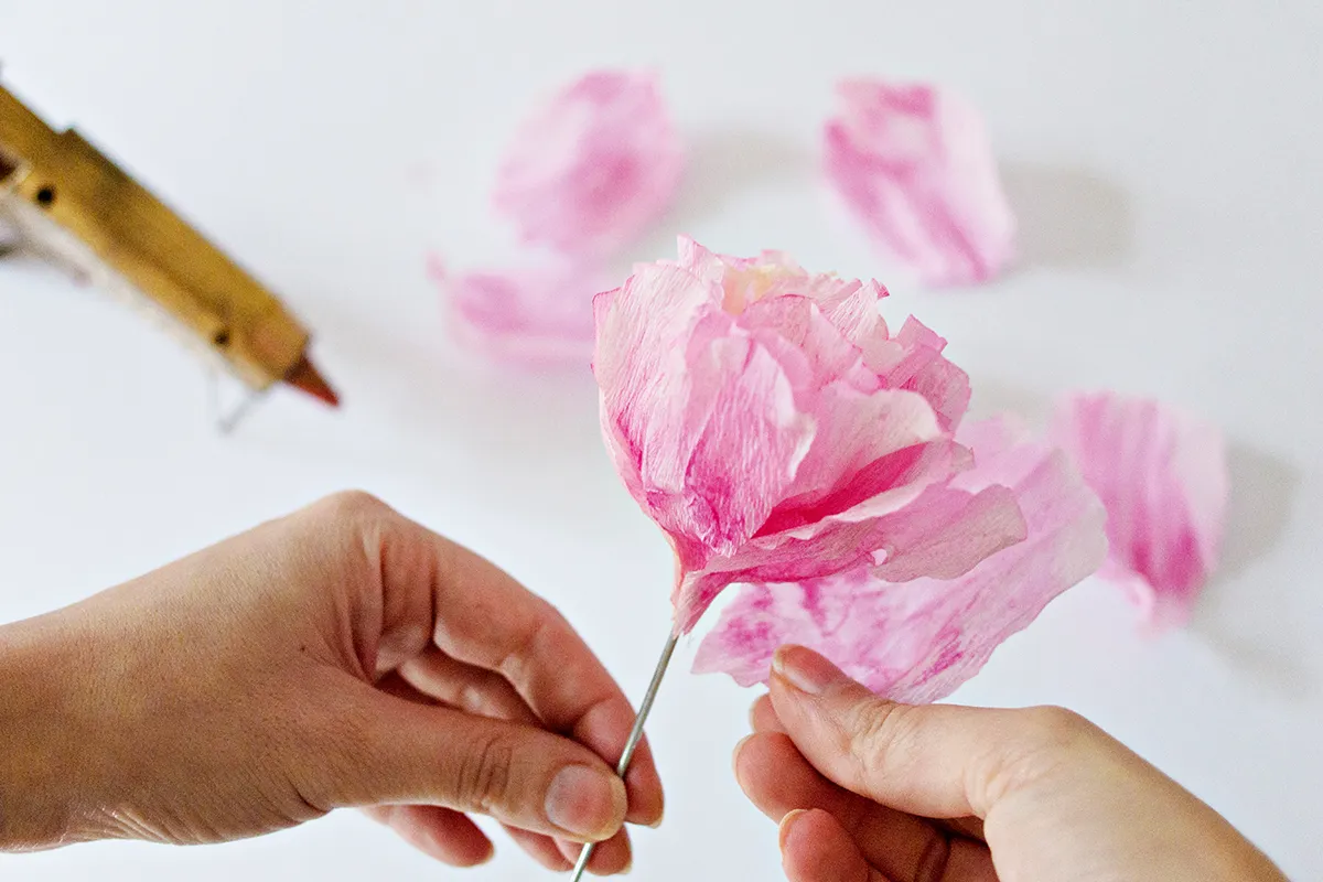 How to make a crepe paper flower peony - step 7