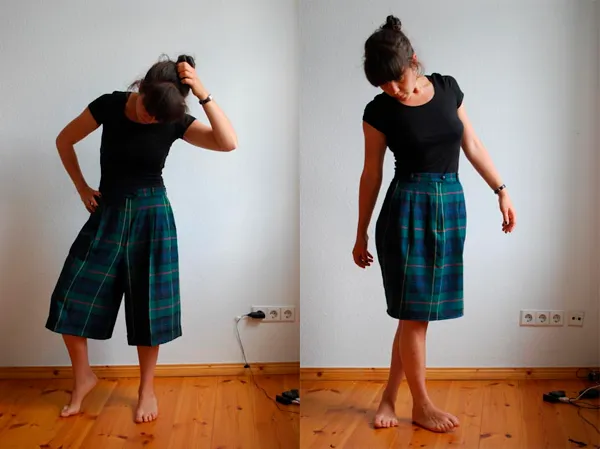 Refashioning shorts to a skirt