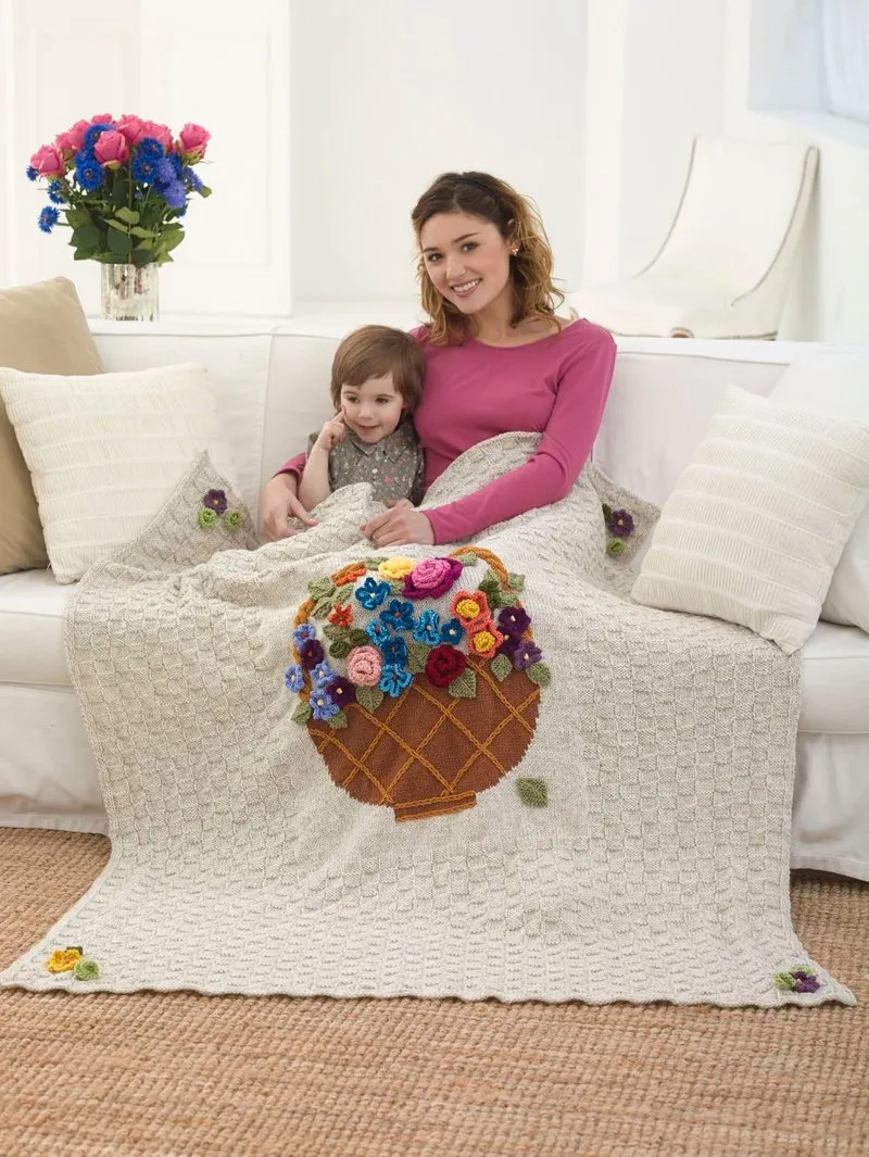 knitted flower patterns easy free afghan