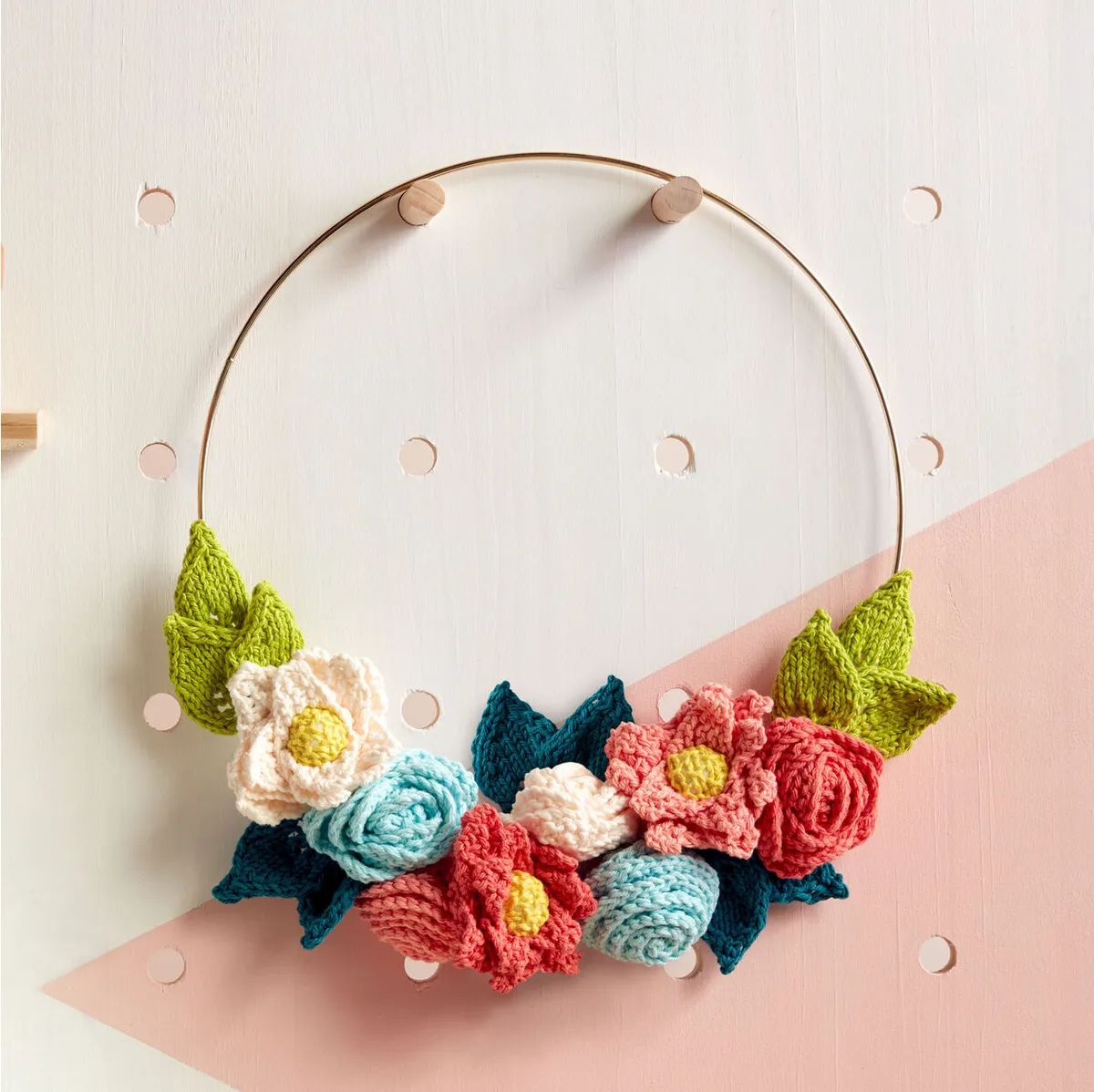 knitted flower patterns easy free wreath