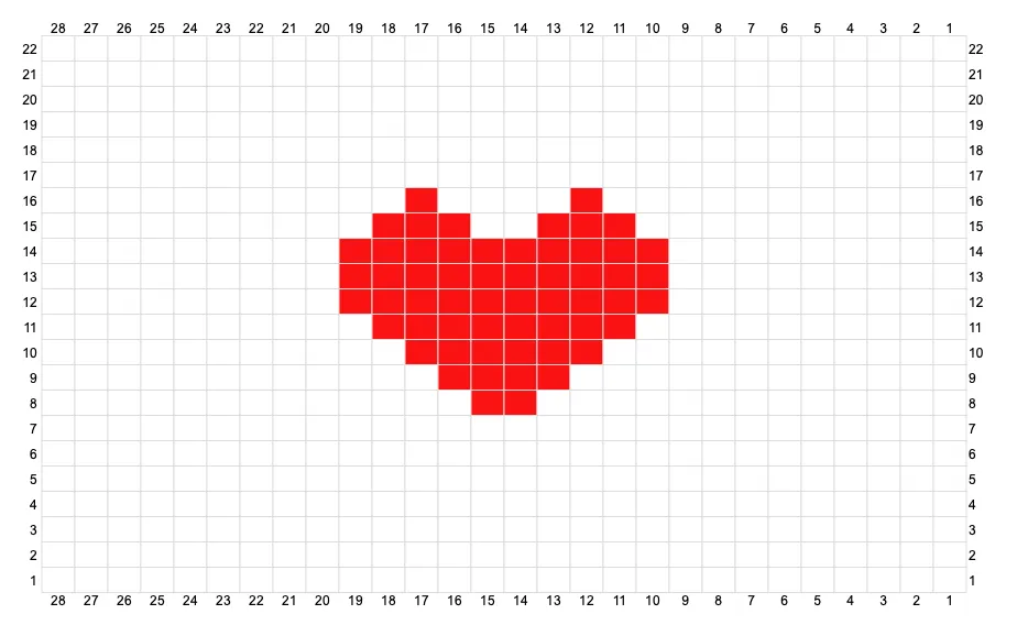 Knitted pouch pattern Heart Knitting chart