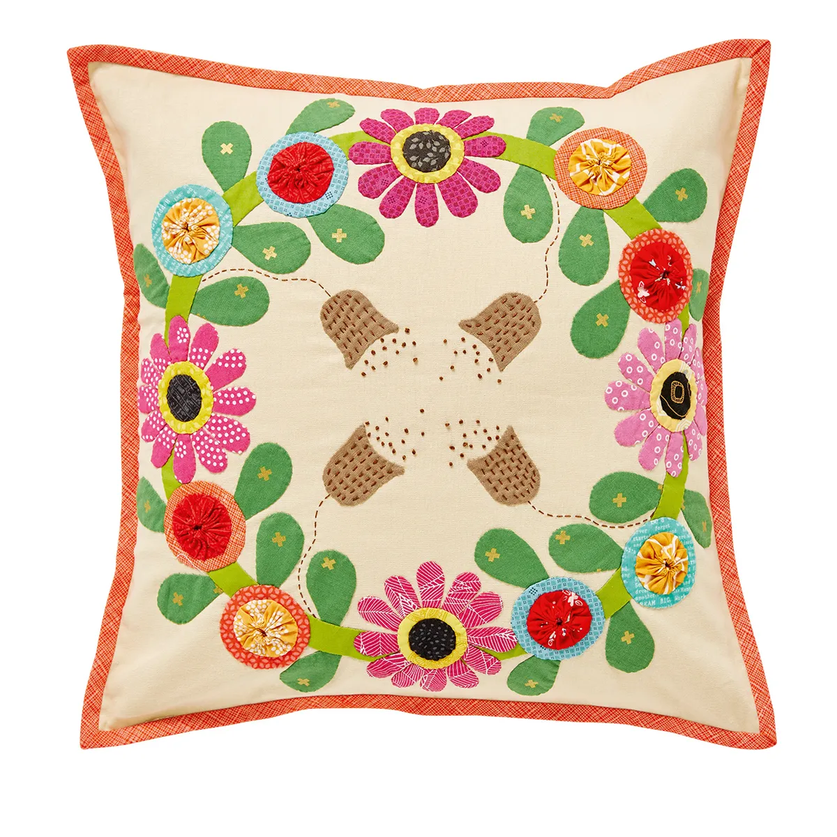 Summer floral applique cushion
