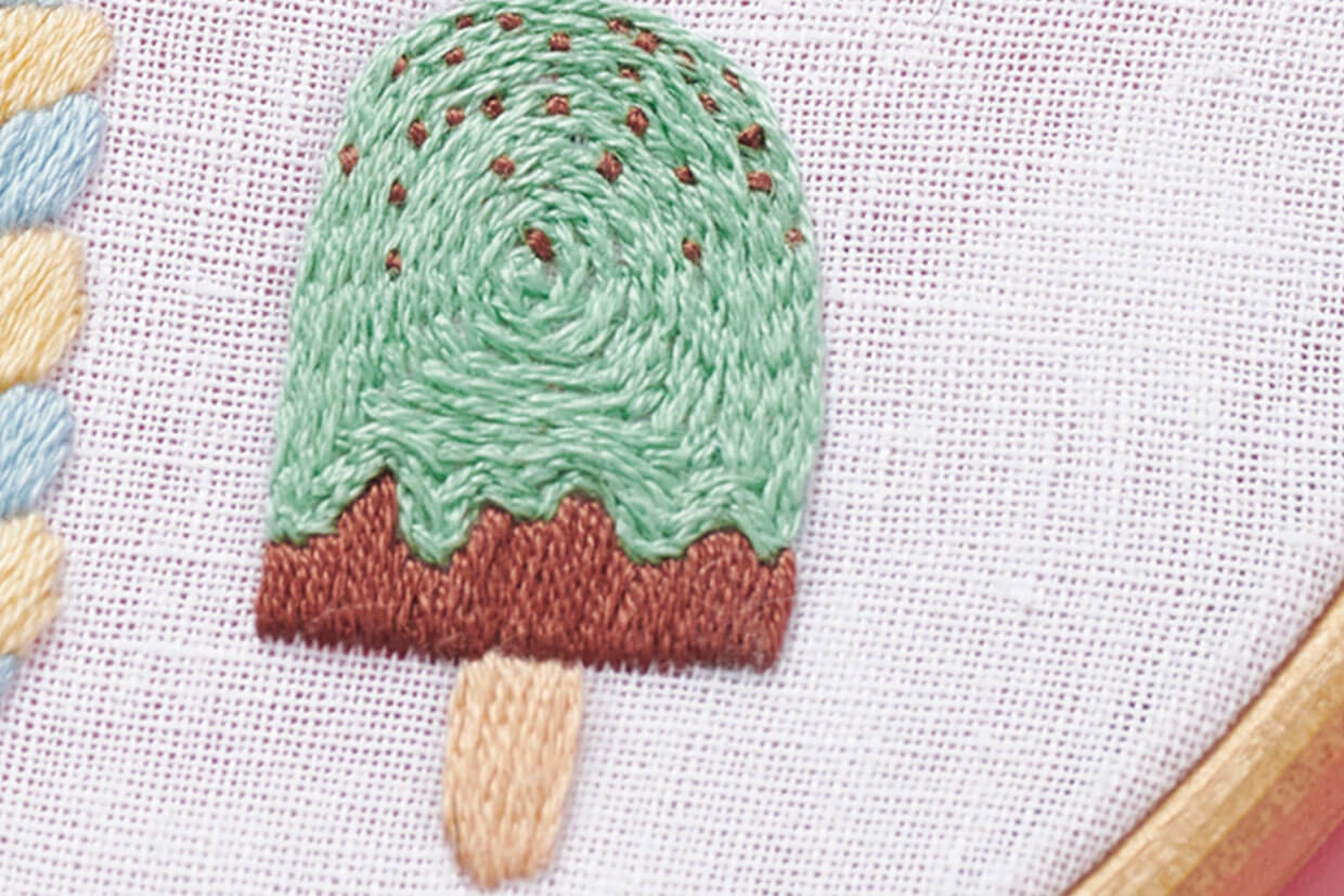 ice cream embroidery mint