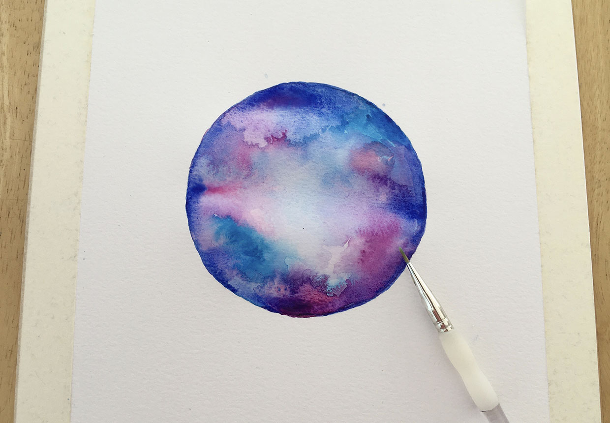 Watercolor galaxy circle step 3