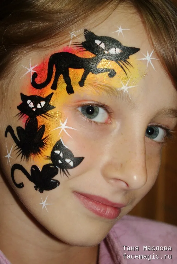 Black cat easy Halloween face painting ideas
