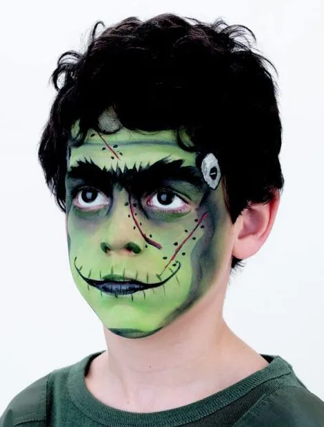 Frankenstein’s monster easy Halloween face paint