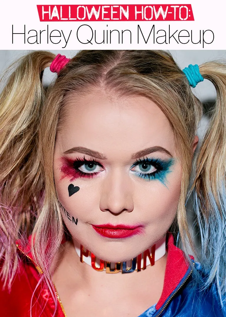 Harley Quinn face paint easy halloween face paint ideas