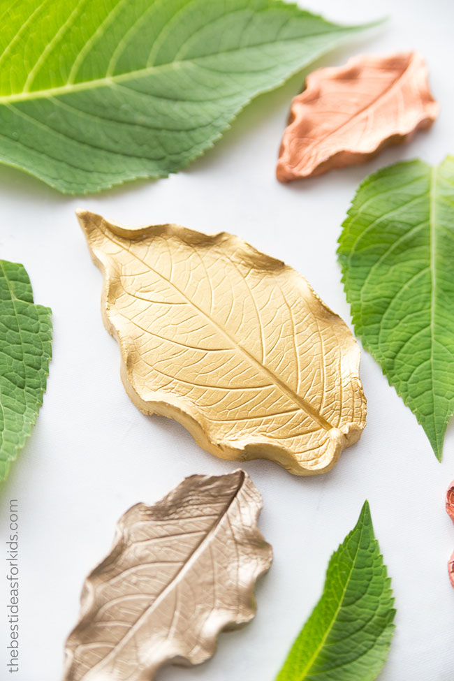 Leaf dish made from air dry clay by The Best Ideas for Kids