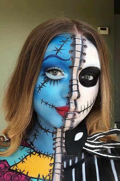 Nightmare before Christmas face paint easy Halloween face painting ideas