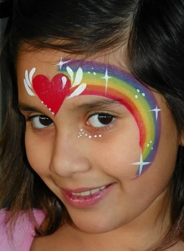easy rainbow face paint kids