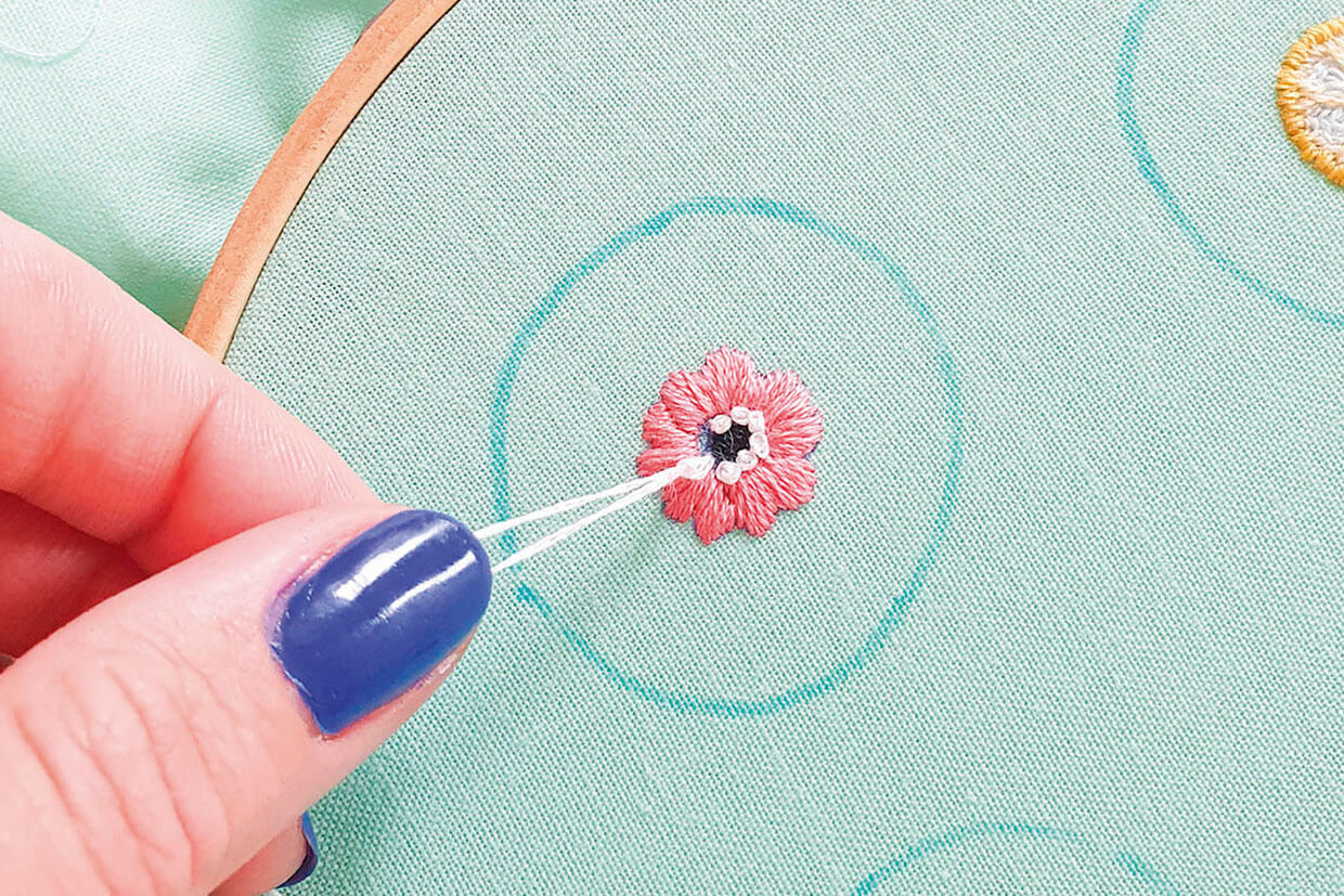 embroidered buttons flower