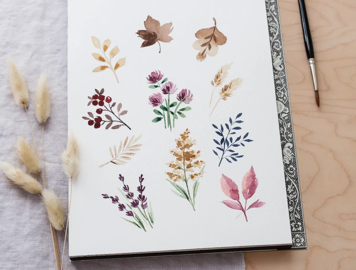 Fall painting ideas – autumn leaves and flowers