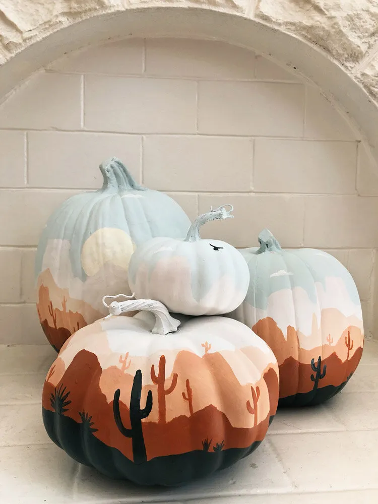 Fall painting ideas – decorated pumpkins