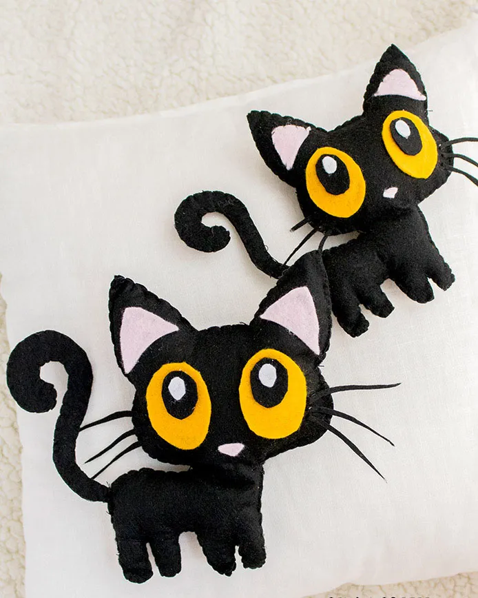 Halloween sewing patterns – black cat softies